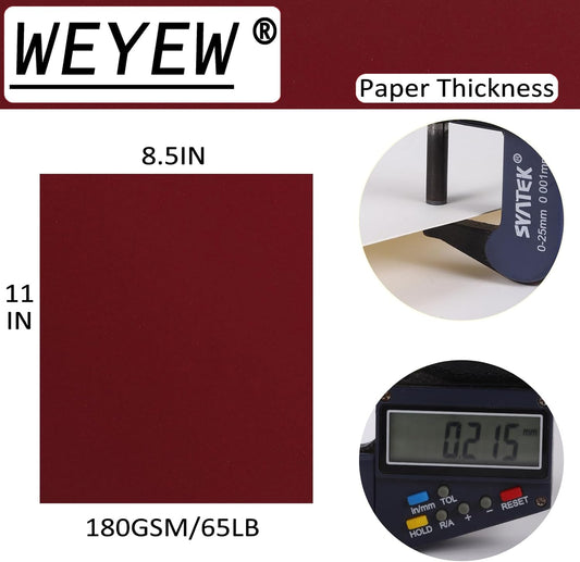 Wine Red Cardstock 8.5 x 11 Thick Paper, 40 Sheets 65 LB/180 GSM, Cardstock Printer Paper for Invitations, Menus, Wedding, DIY Cards, Kids School Supplies
