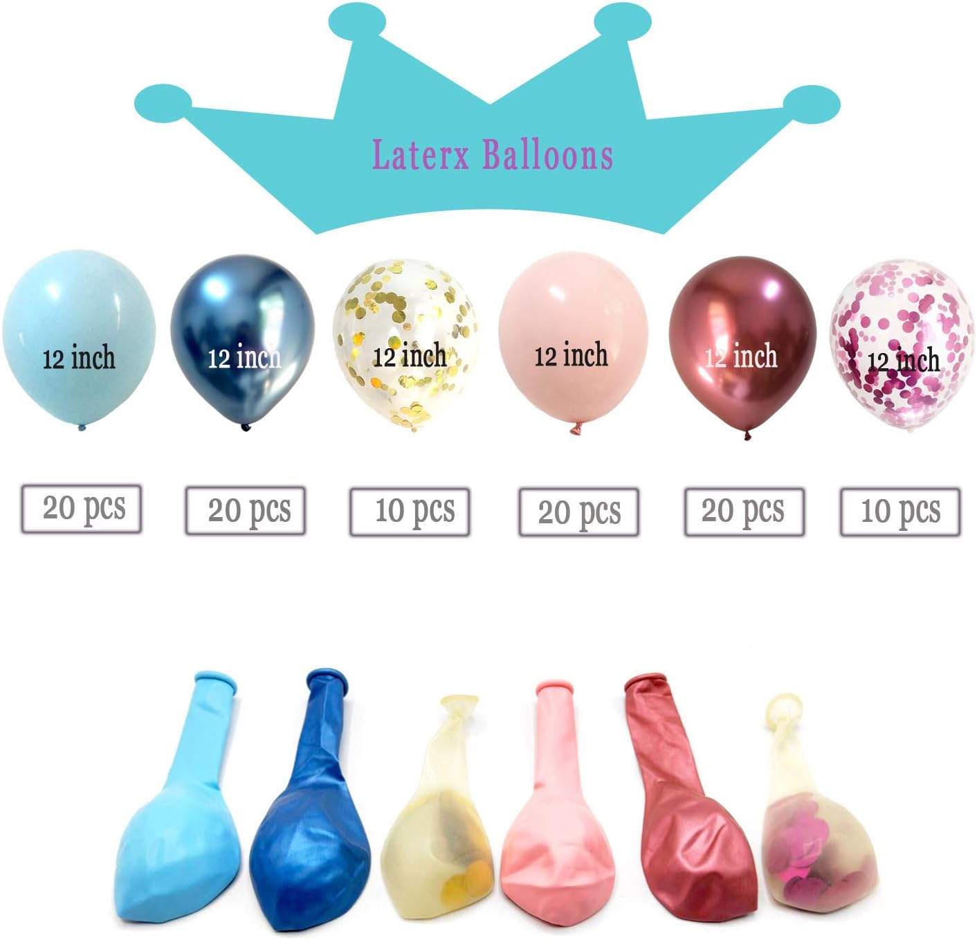 Metallic Chrome Balloons Pink Blue - Confetti Balloons for Wedding Birthday Gender Reveal Baby Shower Party Decorations 100packs
