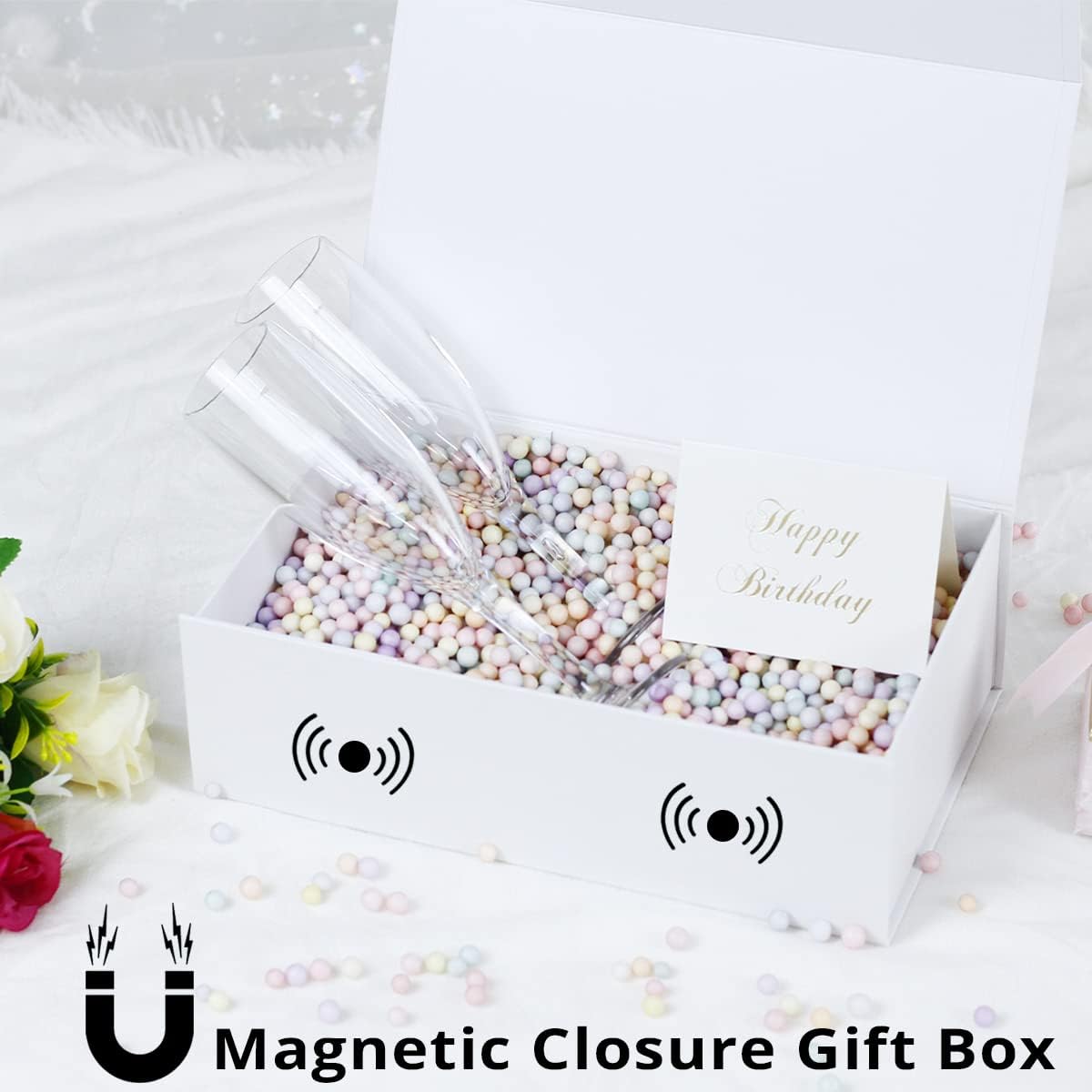 Gift Box 12" x 6" x 4",Large Gift Box with Lid, White Boxes for Presents,Birthday,Valentine's Day,Mother's Day,Christmas,Anniversary,Luxury for Gift Packaging