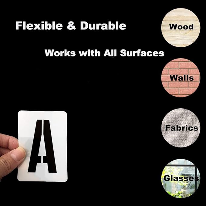 2 Inch Alphabet Letter Stencils for Painting - 42 Pack Letter and Number Stencil Templates with Signs for Painting on Wood, Reusable Numbers and Letters Stencils for Chalkboard Wood Signs & Wall Art