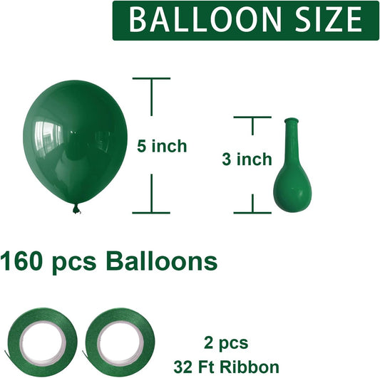 Green Balloons Green Birthday Decorations 160 Pack 5 inch Round Party Balloons for Dark Green Themed Wedding Graduation Anniversary Christmas Birthday Party St Patricks Day Backdrop Decorations
