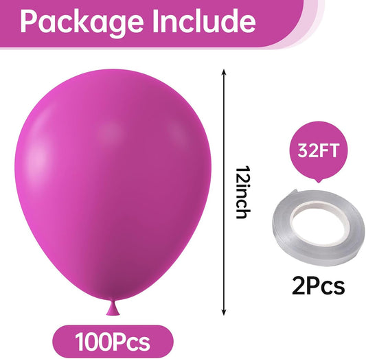 KALOR 10 Inch Light Hot Pink Balloons, 100 Pcs Latex Helium Balloons for Kid's Birthday Party Baby Shower Wedding Graduation Graduation Party Decorations