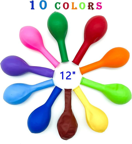 Yeunmu100 PCS Balloons Assorted Colors(Inside 10 Colors-10 Per Color), 12 Inch Balloons Bulk, Suitable for Birthday, Family Party, Graduation, Wedding