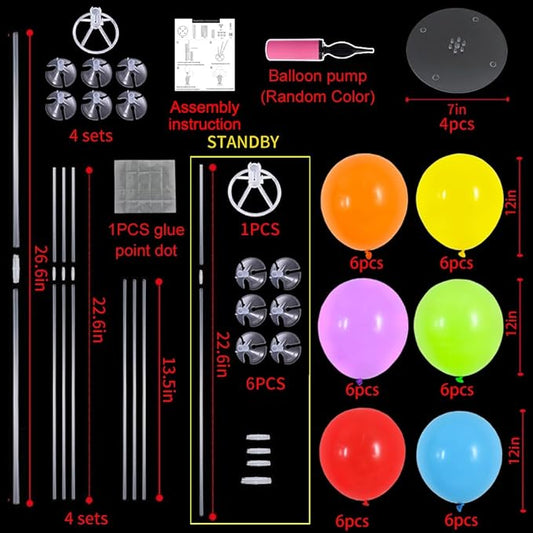 TONIFUL 4 Set Colourful Balloon Centerpieces for Table,Balloons Stand Kit for Rainbow Party Centerpieces Table Decorations,Birthday Decorations,Easter,Fiesta Mexican Themed Taco Decoration