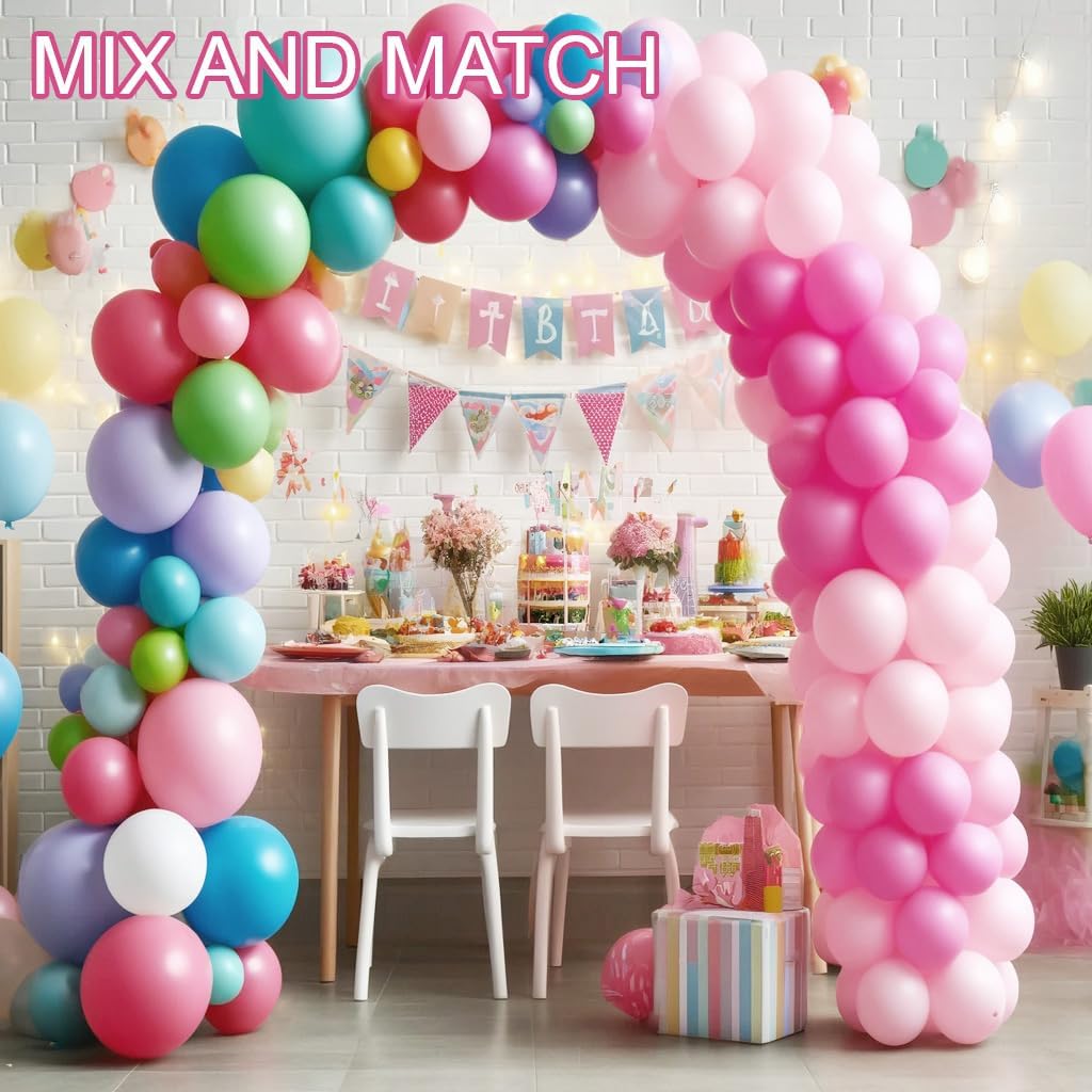 Allgala Latex Balloons for Parties | Helium Grade Bulk Balloon Pack | Ideal for Birthday Party Decorations, Baby Shower, Christmas Party | Colored Balloons for Events | 100ct 12" - Pink