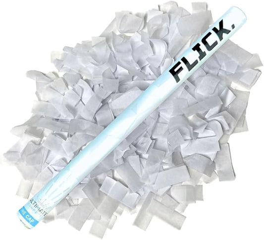 Ultimate Confetti - 8 Pack White Confetti Wands - Handheld 14" Biodegradable Tissue Paper Confetti Flick Flutter Sticks For Wedding, Birthday, Parties & Live Events - 2 Handfuls, 1.5 oz Each Stick
