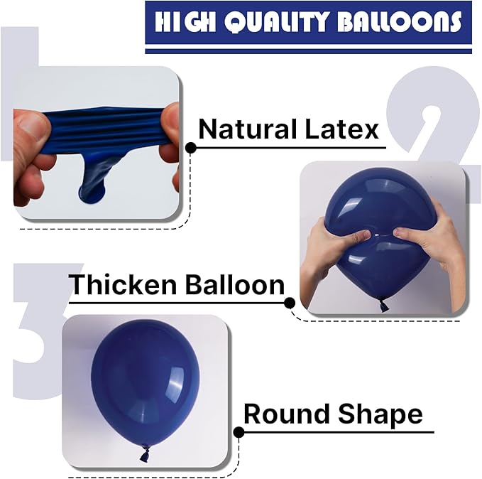 PartyWoo Navy Blue Balloons 140pcs Different Sizes of 18 12 10 5 Inch Dark Blue Balloon Arch Kit Garland for Graduation Wedding Sports Baby Shower Birthday Bachelorette Party Decorations Blue-Z90