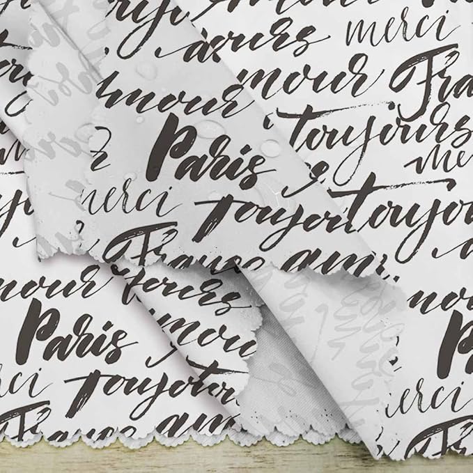 Yibeas Hand Drawn French Words Cloth Napkins Set of 4 Soft Paris, France, Always Love, Thank You and Hello Washable and Reusable Dinner Napkins for Weddings Parties 18 x 18 inch