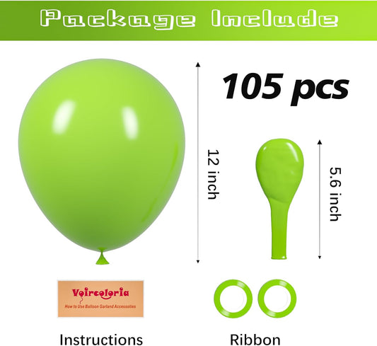 105pcs Lime Green Balloons 12inch Party Latex Balloons for Boys Girls Birthday Baby Shower Gender Reveal Wedding Sunflower Party Decorations