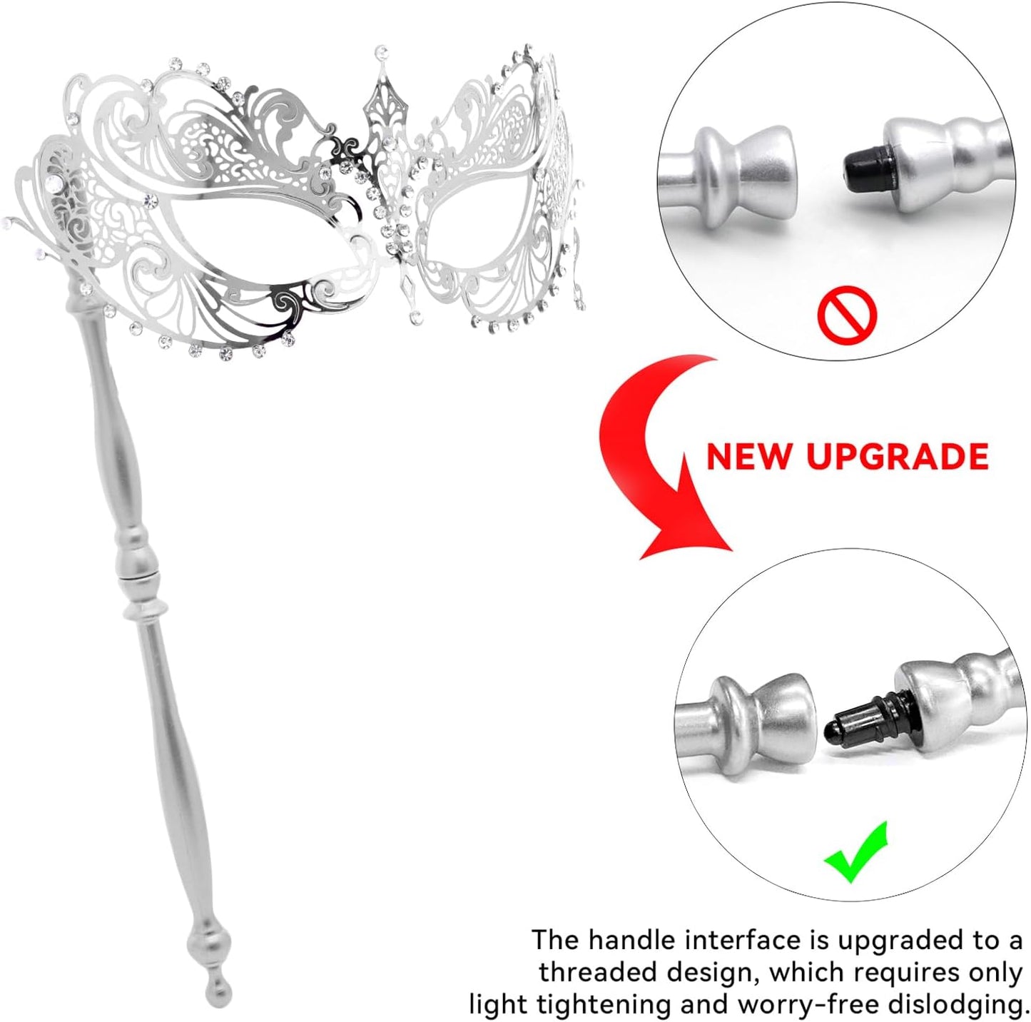 Coddsmz Masquerade Mask with Stick Venetian Mask Mardi Gras Decorations for Womens Halloween Costume Mask