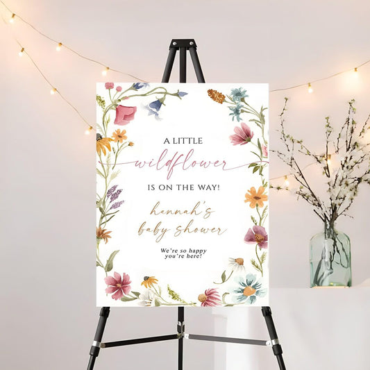 Generic Personalized Wildflower Baby Shower Welcome Sign, Baby Shower Sign, Welcome Sign, Cute Baby Shower Welcome Sign, Floral Baby Welcome Sign, Baby Shower Decorations, Full Size, Vesion #9