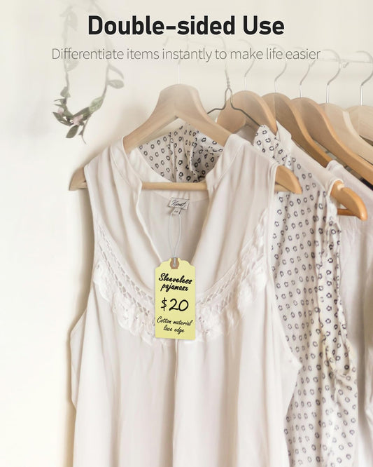 Uniclife 72 Pcs Blank Shipping Tags with Elastic String Attached Cardstock Paper Hang Tags with Reinforced Eyelet Large Marking Tags Price Tags Inventory Label Tags, Beige (4.7" x 2.36")