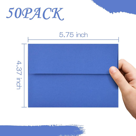 50 Pack A2 Envelopes for Invitations,4.37x5.75 inches,A2 Envelopes Blue Self Seal,Printable,for Wedding,Invitation,Baby Shower,4x5 Cards