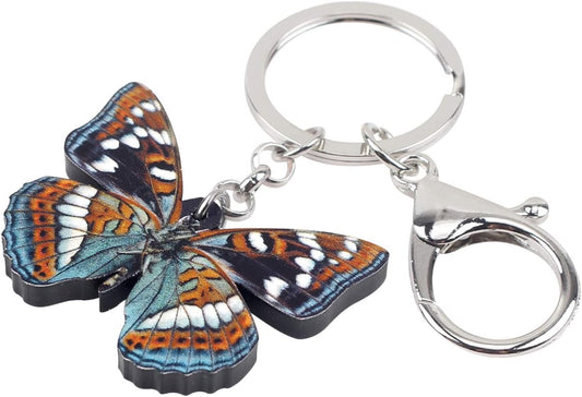BONSNY Morpho Menelaus Butterfly Key Chains for Women Car Purse Bag Rings Pendant Charms