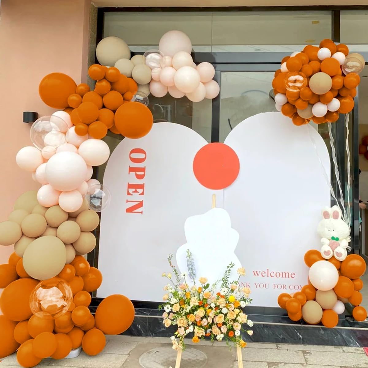 Fall Balloon Garland Arch Kit, 160Pcs Boho Burnt Orange Pastel Brown Pale Orange Balloons for Birthday, Baby Bridal Shower, Wedding Party Decorations