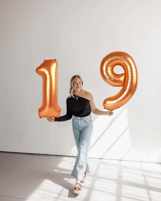 Orange Number 8 Balloon 40 Inch, 8th Birthday Party Decorations for Children, Giant 8 Foil Balloon for Party Supplies