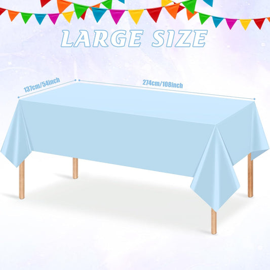 3Pcs Light Blue Tablecloths,Disposable Plastic Tablecloth,Waterproof Baby Blue Rectangle Table Cover for Graduation Birthdays Weddings Anniversary Party Decorations,54 x 108 Inch
