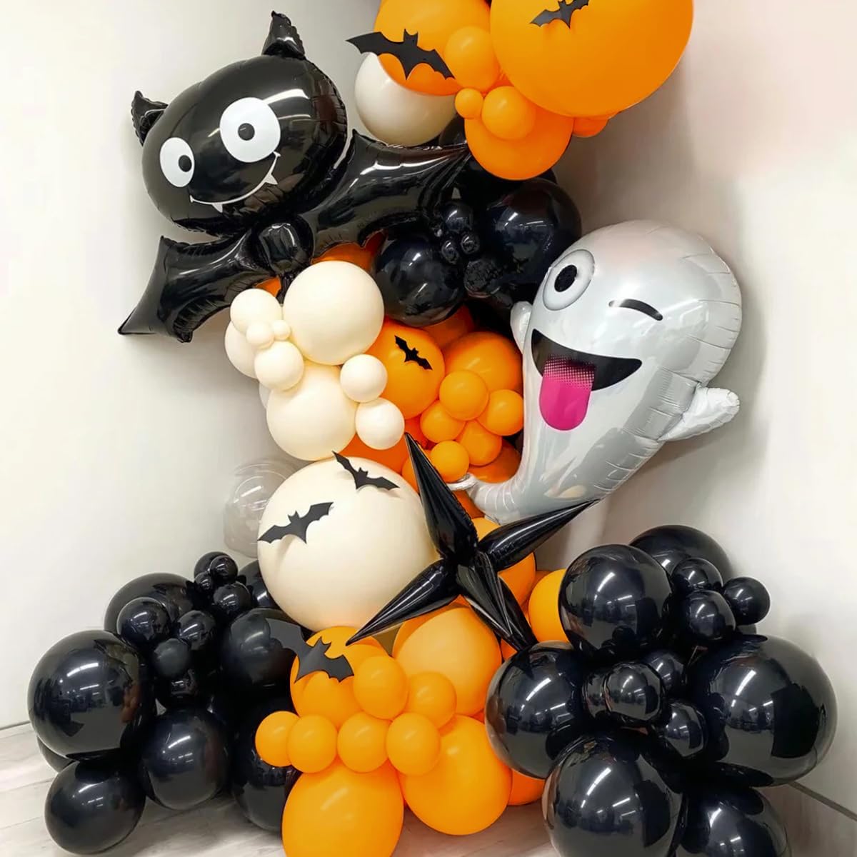 Orange and Black Balloons Arch Kit, 151Pcs Black Orange Bobo Balloons Garland 18 12 10 5 inch for Halloween, Graduation, Birthday Bengals, Harley Davidson Party Decoration