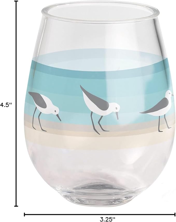 Merritt Sandpipers by Kate Nelligan 15-ounce Acrylic Wine Tumbler