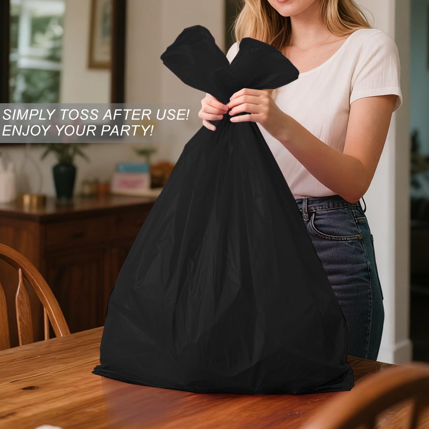 Childom 3 Pack Plastic Tablecloths for Rectangle Tables 54" x 108" Black Disposable Table Cloths for 6 to 8 Foot Tables Indoor or Outdoor Parties Birthday Wedding Christmas Anniversary Buffet Table