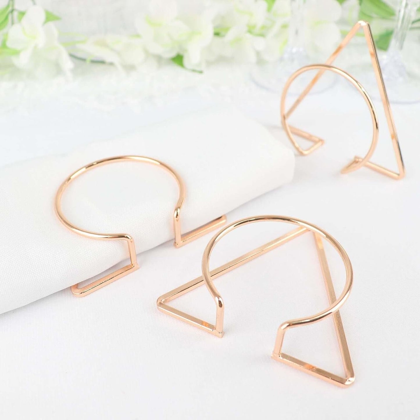 Efavormart 4 Pack | Gold Geometric Metal Napkin Rings, Modern Nordic Napkin Holder Stands