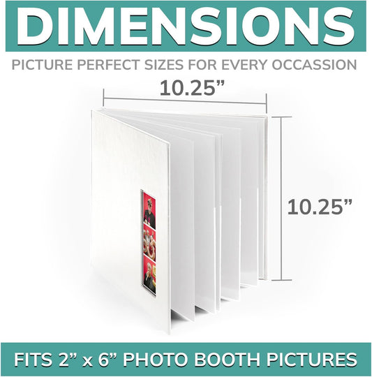 PBF (5 Pack) Photo Booth Album, Guest Book with 2x6 Clear Picture Inserts, White Cover with Plastic Sleeves & White Pages, Scrapbook Album for Photo Strips, Memory Book, Wedding, and Baby Showers