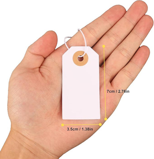 400 Pcs Paper Tags with String, 2-3/4" x 1-3/8" Label Tags with Hole for Organizing, Pricing, & Gift-Giving by IHDYPPEW