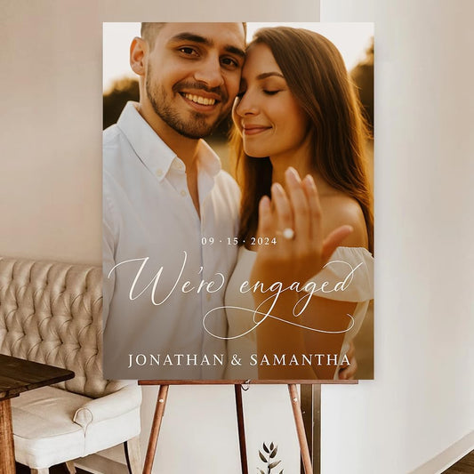 Personalized Engagement Welcome Sign, Engagement Party Sign, Engaged Decor for Couple - She Said Yes!, Decorations, Engaged Welcome, Custom Poster, Canvas, Wooden 2 Layer /1