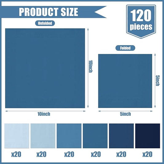 Whaline 120 Pcs Dusty Blue Cocktail Napkin Gradient Color Beverage Napkin 2 Ply Disposable Paper Napkin for Home Party Favor, 6 Colors