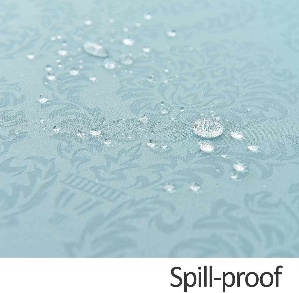 maxmill Jacquard Round Table Cloth Damask Design Waterproof Antiwrinkle Heavy Weight Soft Tablecloths for Circular Table Cover and Kitchen Dinning Tabletop Round 70 Inch Blue Haze