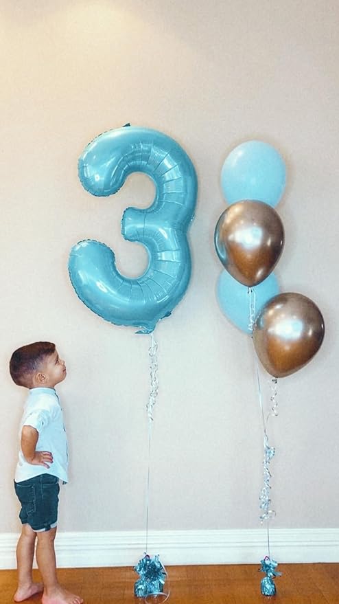 Pearlescent Blue 6 Balloon, Number Balloons 40 Inch, 6th Balloons for Birthday Decorations, Pearlescent Blue Party Supplies 6 Birthday Balloon, Number 6 Balloon