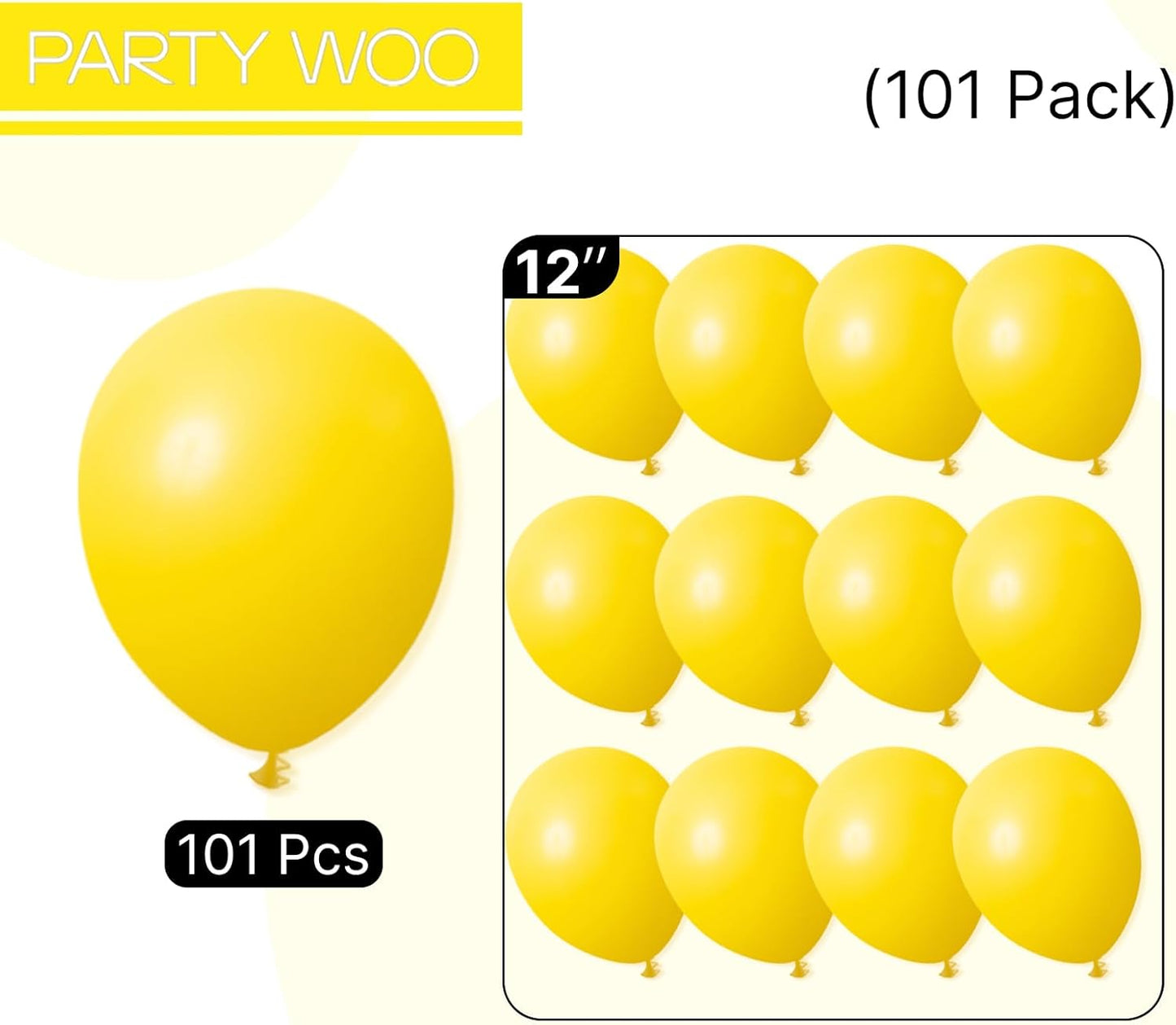 PartyWoo Yellow Balloons 101 pcs 12 Inch for Easter Baby Shower Gender Reveal Bridal Engagement Sunflower Wedding Christmas Birthday Graduation Yellow Party Decorations Yellow-Y55