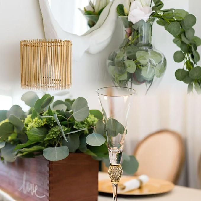 Sggvecsy 16Pcs Artificial Eucalyptus Garland Greenery Leaves Silk Vines Silver Dollar Leaves Faux Leaf Plants for Wedding Wall Table Party Home Fireplace Bedroom Decor