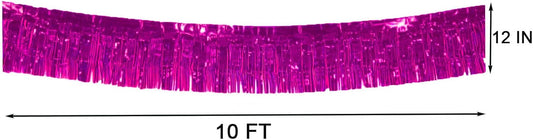 6 Packs 10 Feet Foil Fringe Garland Metallic Foil Tinsel Fringe Garland Wall Hanging Fringe Banner for Parade Floats, Wedding, Christmas,Birthday Party Halloween Decor (Hot Pink)