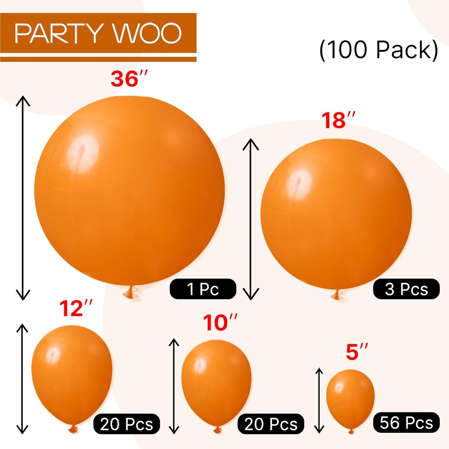 Burnt Orange Balloons 100 Pack – Multi-Size 36 18 12 10 5 Inch Terracotta Balloon Garland Arch Kit for Thanksgiving, Halloween & Fall Party