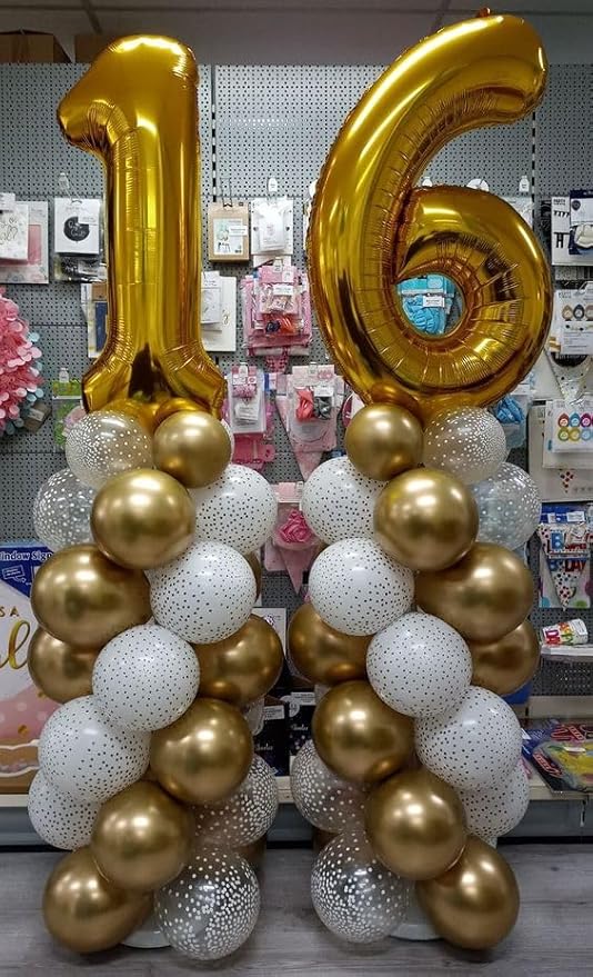 Gold Number 60 Balloon 40 inch, 60 Number Balloons, 60th Gold Birthday Decorations, 60 Year Old Women Men Golden Party Supplies
