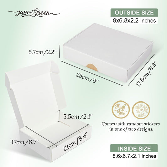 White Gift Box with Lid, 8.6x6.7x2.1 Inches Small Collapsible Gift Boxes with Seal Stickers for Birthday, Valentine’s Day, Bridesmaid Proposal, Wedding, Party Favor, Presents (Pack of 10)