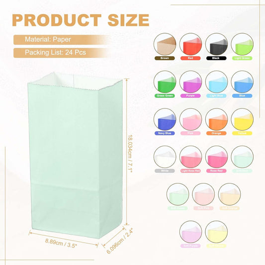 PATIKIL Party Favor Bag, 24 Pcs 3.5x2.4x7.1 Inch Mini Paper Candy Bags Gift Treat Celebration Halloween Goody Birthday Wedding Party with Stickers, Soft Blue