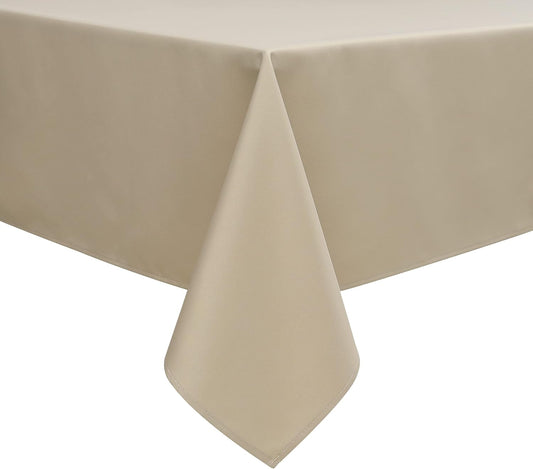 Wewoch Khaki Rectangle Tablecloth Water Resistant Washable Polyester Table Cloth for Dining,Kitchen, Parties Weddings and Outdoor Use 60 Inch by 120 Inch