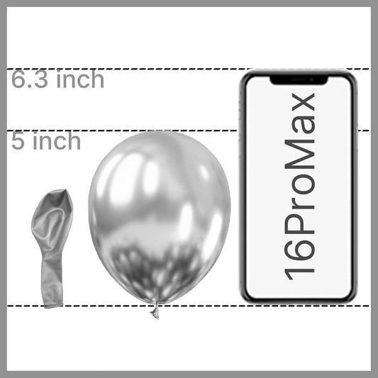 PartyWoo Metallic Silver Balloons 100pcs 5 Inch Silver Chrome Balloons for Graduation Wedding Baby Shower Bachelorette Bridal Shower Anniversary Engagement Birthday Party Decorations Silver-G102