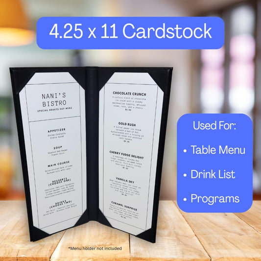 100 Bright White Smooth Card Paper Sheets - 4.25 X 11 Inches - 80# (80 lb/Pound) Cover Weight - Half Letter Size Cut Long - Menu Paper - Program - Smooth Finish