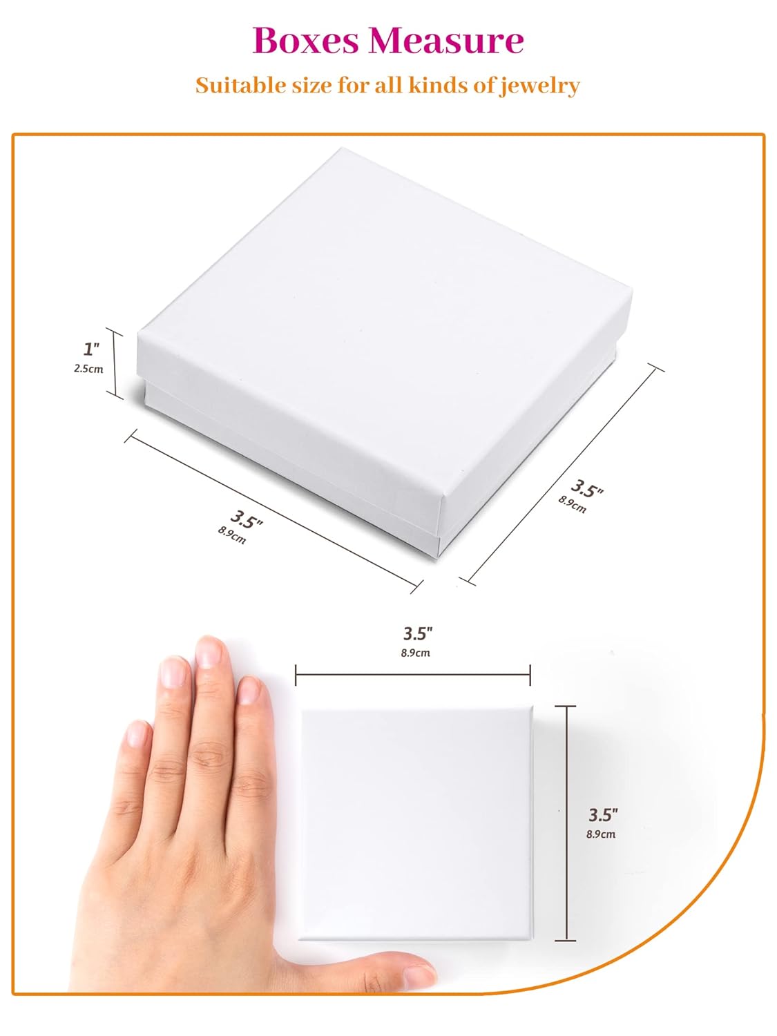 MESHA Cardboard Jewelry Gift Boxes for shipping, Glossy Small Gift boxes for Necklace Ring Bracelet Earring Cotton Filled Jewlery Box with Lids, White 3.5x3.5x1 Inch, 20 Pieces