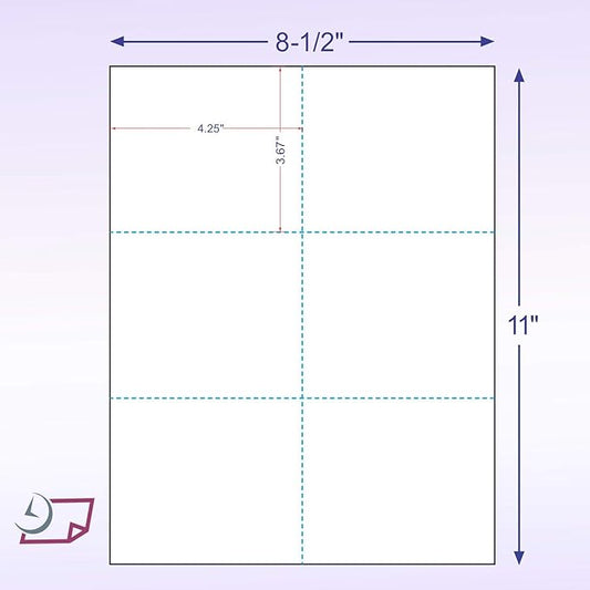 NextDayLabels - Laser Printer Blank Perforated Cards 6 up per Page, for School Registration, Delivery, Inventory Tags, Response, RSVP, Trip Tickets, ETC, 1200 White Cards