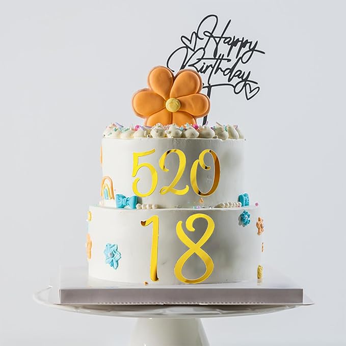 Large Acrylic Cake Numbers Topper, 3.5 inch 0-9 Numbers Happy Birthday Cake Topper Gold Acrylic Wedding Party Cupcake Toppers for Birthday Party Wedding Anniversary Decorations