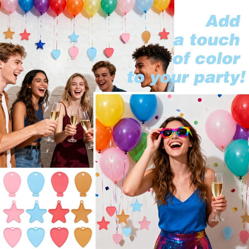 240 Pcs Balloon Weights Plastic Colorful Weights for Balloons for Halloween Birthday Party Christmas Wedding Holiday Celebration Decoration, Balloon Heart Star Shaped