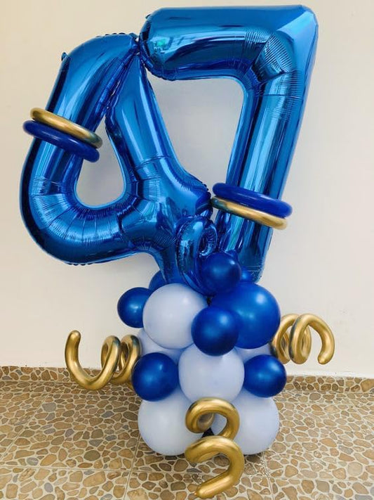 Metallic Blue Number 7 Balloon 40 Inch, 7th Birthday Party Decorations for Children, Giant 7 Foil Balloon for Party Supplies