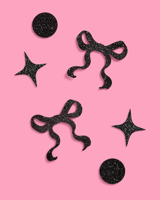 xo, Fetti Black Bow Glitter Confetti - 200 pc | Bachelorette Decorations, Birthday Table Decor, Gothic Party Supplies, Emo Shower Tablescape