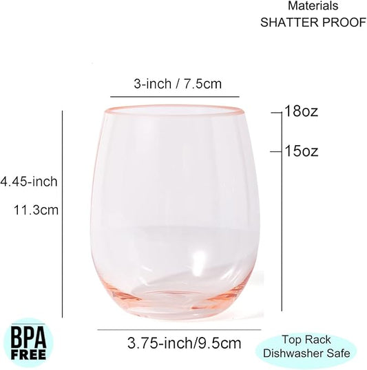 KX-WARE Unbreakable 18-ounce Acrylic Stemless Wine Glasses, Set of 4 Multicolor