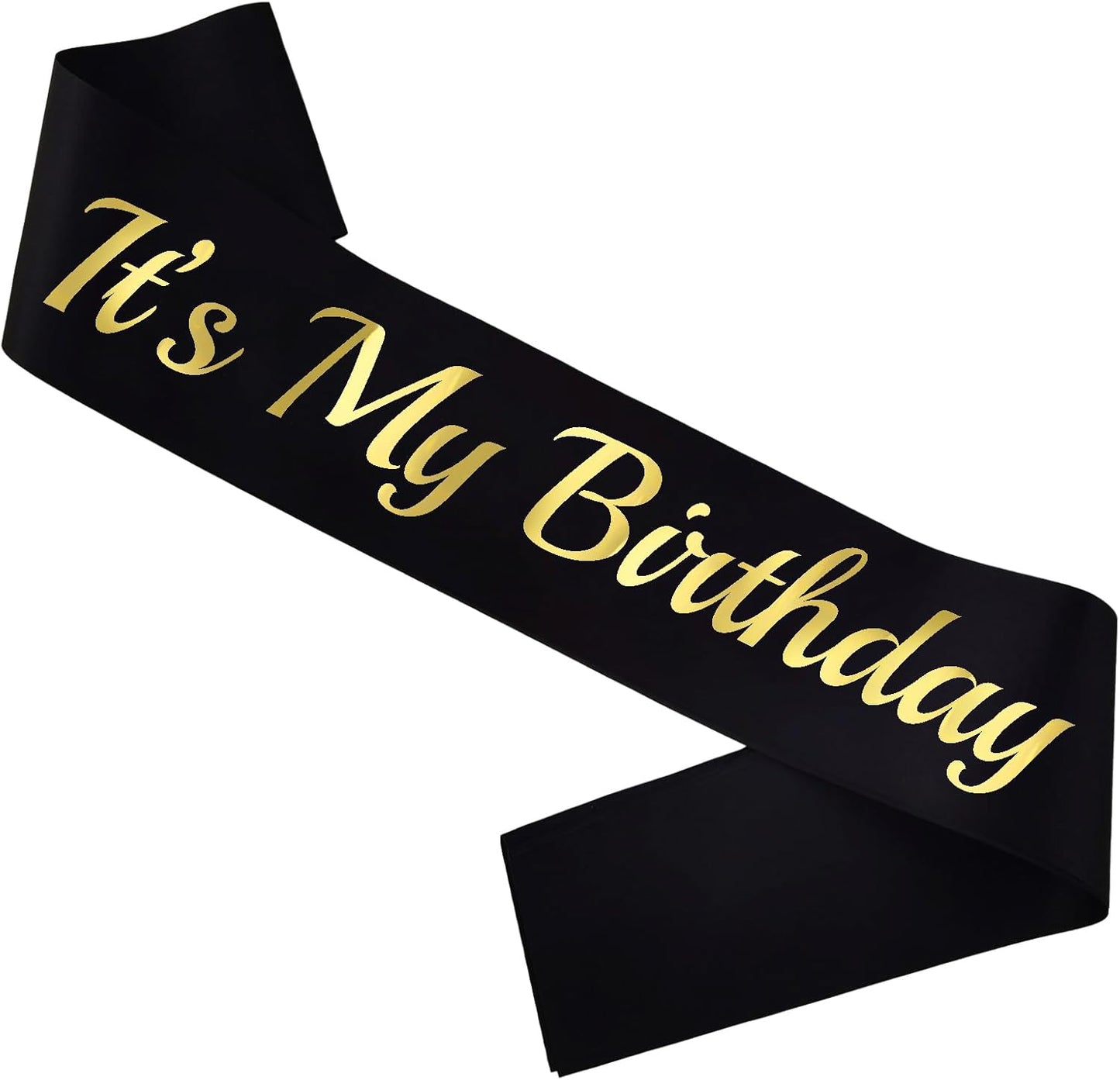 It's My Birthday Sash Black, Gold Foil Birthday Sash for Women or Men 16th 18th 21st 30th Bday Sash Gift Ideas Funny Birthday Party Decorations
