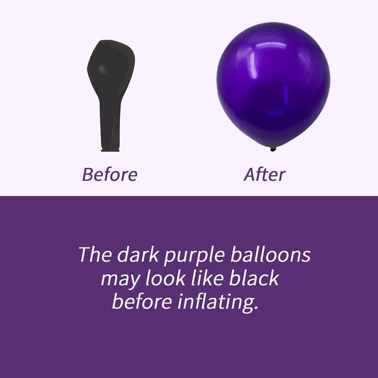 50pcs Dark Purple Balloons, 12inch Helium Quality Deep Purple Latex Balloon for BOHO Birthday, Halloween, Wedding Party Decorations(With Ribbon & Glue)